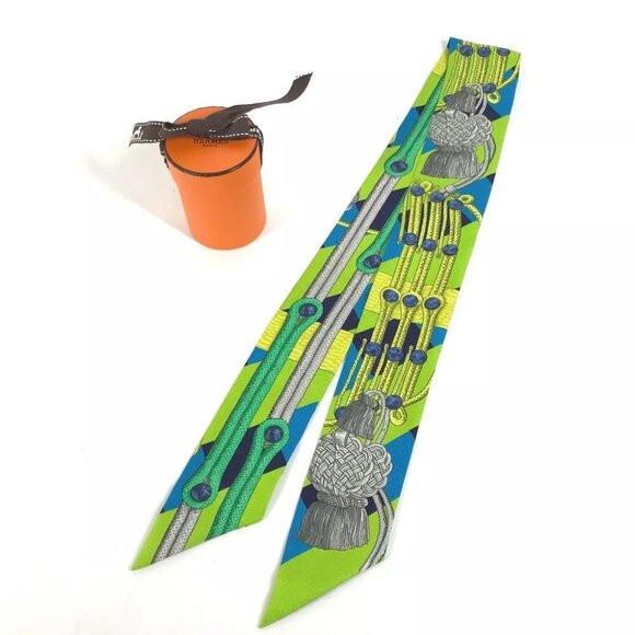 HERMES Twilly Twilly BandeauScarf Scarf silk Green - Picture 1 of 11